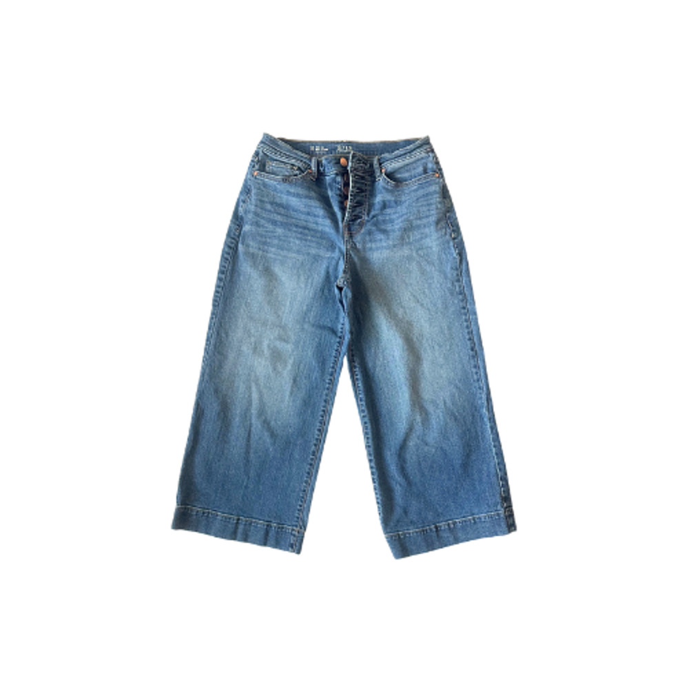a.n.a Jeans High-Rise Women’s Size 10 Wide Leg Cropped Button-Fly Blue Denim - Picture 2 of 9